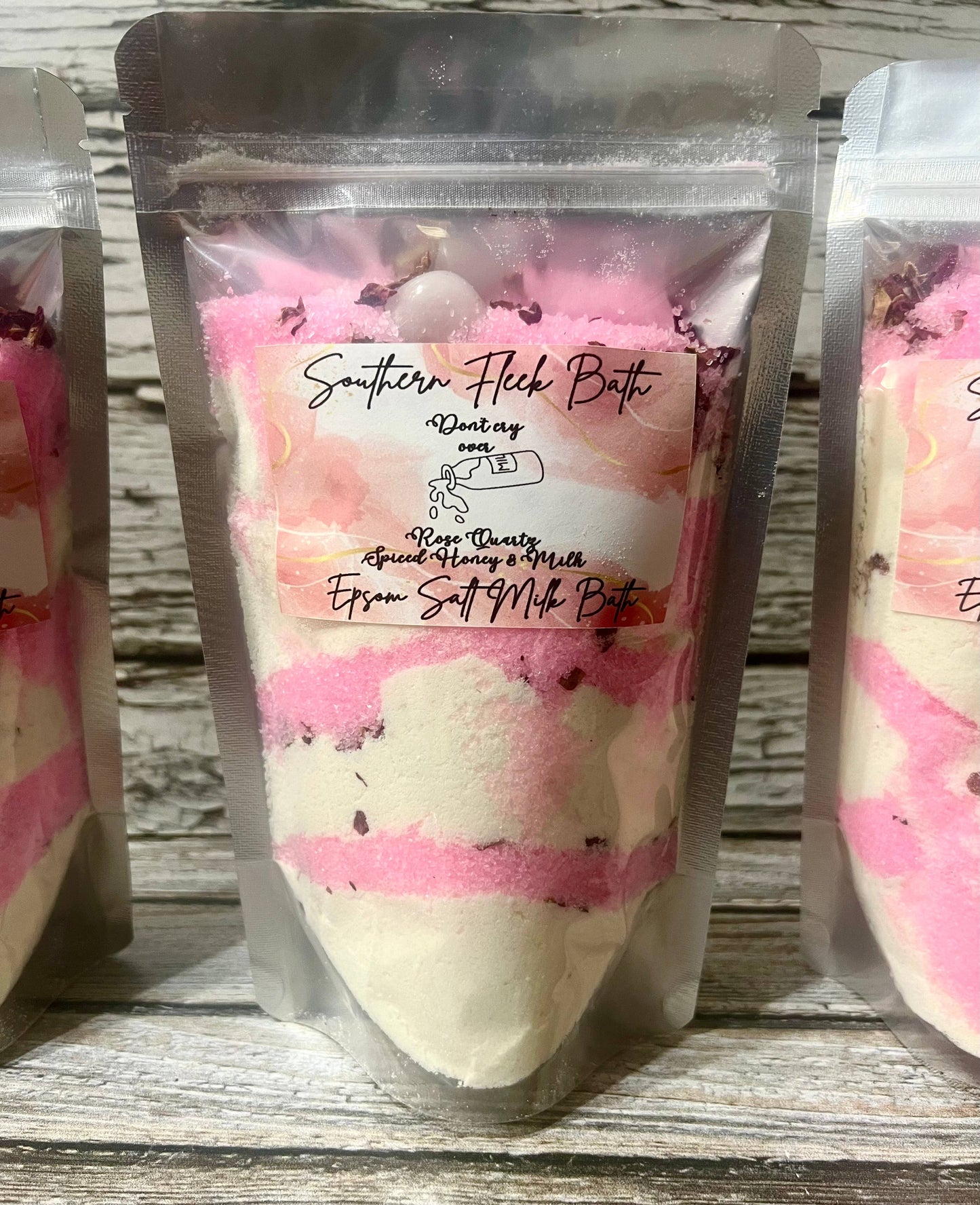 Rose Quartz Epsom Salt Spiced Honey Milk Bath 10oz