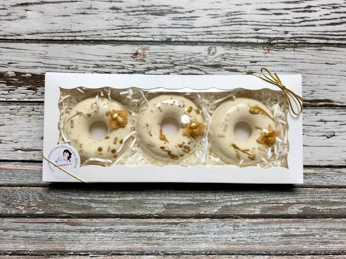 Caramel & Honey Oatmeal Donut Bath Bomb Gift Set (3-Piece)